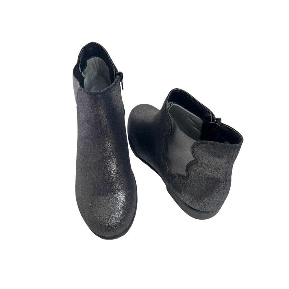 Stride Rite Isabella Black Sparkle Leather Chelsea Ankle Boots Sz 3 Girl